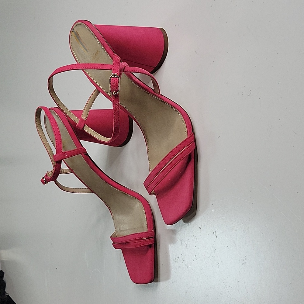 NEW 9.5 SAM EDELMAN SUEDE LEATHER PINK WALKING BLOCK HEELS STRAPPY SANDALS NWT